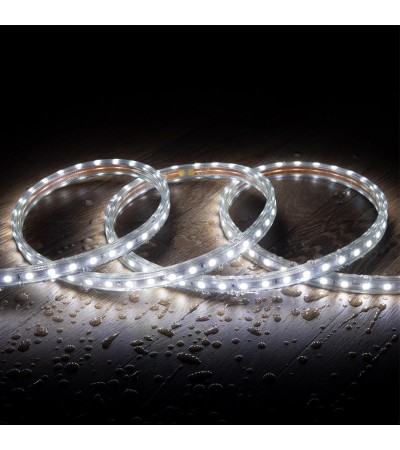 Ruban LED 220V AC 60LED/m Blanc Froid IP65 sur Mesure Largeur 14mm Coupe tous les 100cm