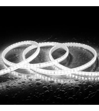 Ruban LED Dimmable 220V SMD 120 LED/m Blanc Froid 8.5W/m 850lm/m Largeur 12mm Coupe 20cm IP65 Sur mesure