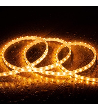Ruban LED 220V SMD2835 60LED/m Blanc Super Chaud IP65 Largeur 12mm Coupe tous les 100cm