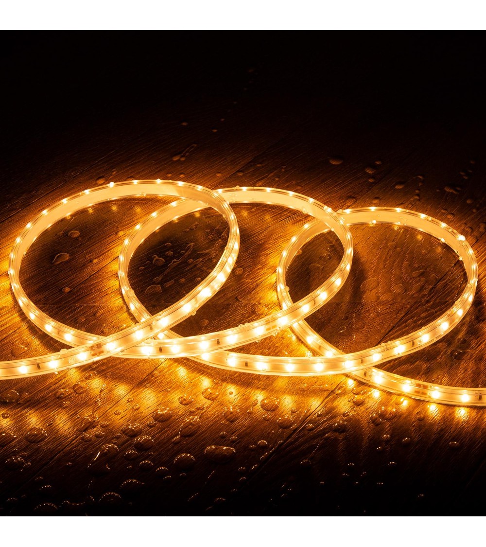 Ruban LED 220V SMD2835 60LED/m Blanc Super Chaud IP65 Largeur 12mm Coupe tous les 100cm - 112447 - vue 1
