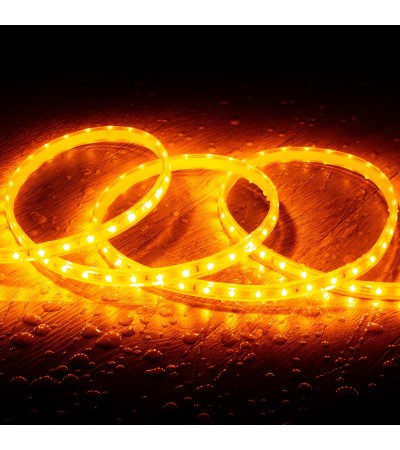 Ruban LED 220V SMD2835 60LED/m Orange IP65 Largeur 12mm Coupe tous les 100cm
