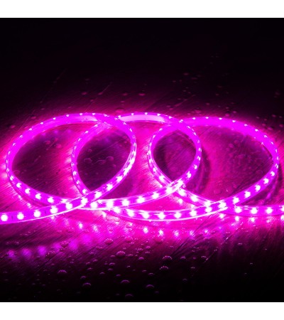 Ruban LED 220V SMD2835 60LED/m Rose IP65 Largeur 12mm Coupe tous les 100cm