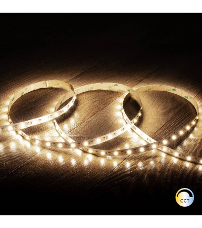 Ruban LED 24V SMD Dim to Warm 140 LED/m 5m 13W/m 1300lm/m Largeur 10mm Coupe 10cm IP20