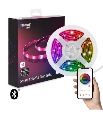 Ruban LED RGB Contrôle par Smartphone Bluetooth 30 LED/m 2m KIT avec Source d'Alimentation - 6491 - vue 2