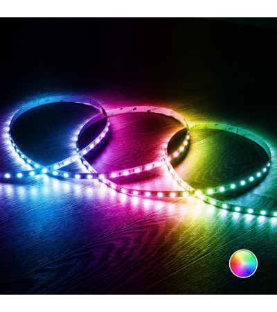 Ruban LED 12V RGB SMD 60 LED/m 5m 9W/m Largeur 10mm Coupe 5cm IP20