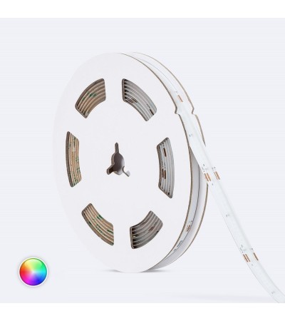 Ruban LED 24V RGB COB 420 LED/m 5m 18W/m Largeur 10mm Coupe 5cm IP20