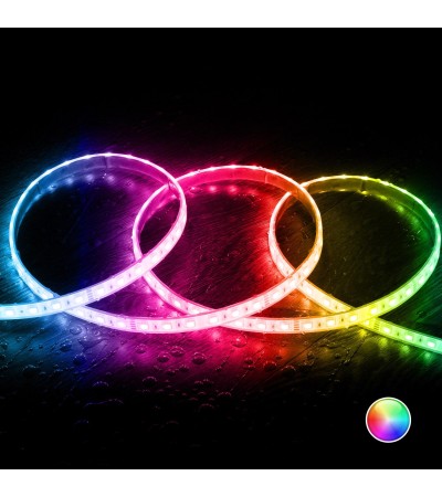 Ruban LED 24V RGB SMD 60 LED/m 5m 10W/m Largeur 12mm Coupe 10cm IP68 SILICONE FLEX