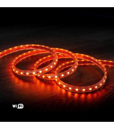 Ruban LED WiFi 220V AC 60 LED/m Orange IP65 sur Mesure Largeur 14mm Coupe tous les 100cm