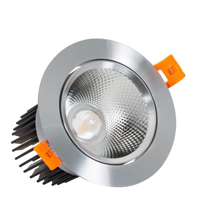 Spot Downlight LED 15W Rond COB CRI90 Coupe Ø 90 mm Argentée