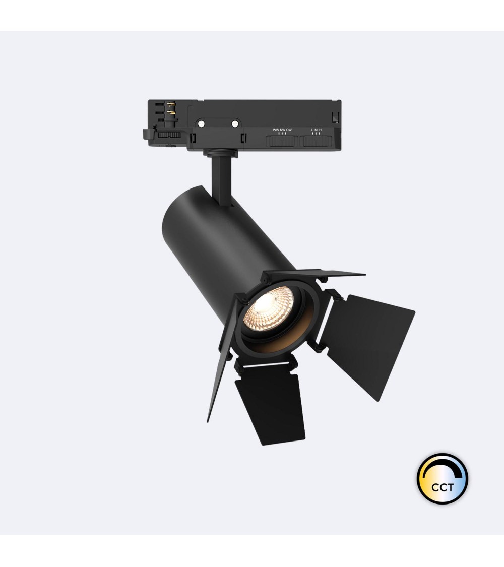 Spot LED Fasano Cinéma 30W CCT Sélectionnable pour Rail Triphasé Dimmable Noir - 103044 - vue 1