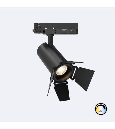 Spot LED Fasano Cinema 30W pour Rail Triphasé CCT Sélectionnable Dimmable DALI Noir