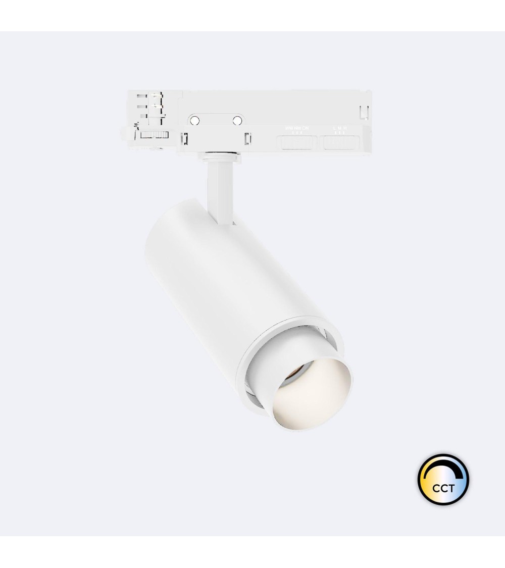 Spot LED Fasano Cylindre 30W CCT pour Rail Triphasé No Flicker Dimmable Blanc - 103316 - vue 1