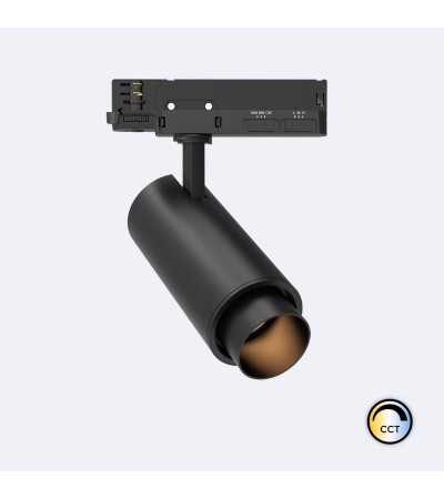 Spot LED Fasano Cylindre 30W CCT pour Rail Triphasé No Flicker Dimmable Noir