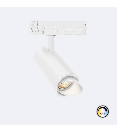 Spot LED Fasano Cylindre Biseau 30W CCT Sélectionnable pour Rail Triphasé Dimmable Blanc