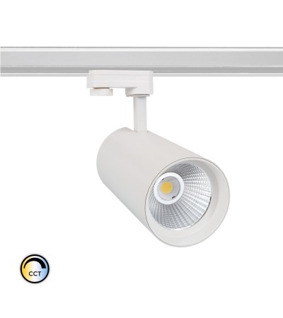 Spot LED New d'Angelo 30W Blanc CCT CRI90 LIFUD pour Rail Triphasé (3 Allumages)