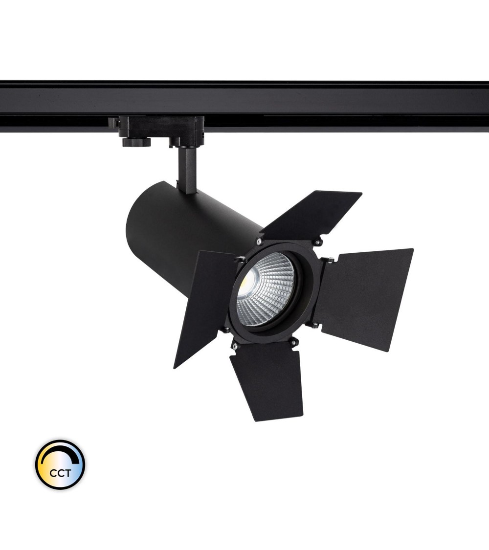 Spot LED New d'Angelo 40W Noir CCT CRI90 Cinéma LIFUD pour Rail Triphasé (3 Allumages) - 70674 - vue 1
