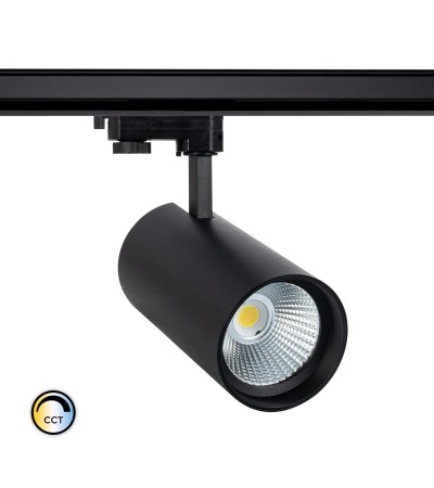 Spot LED New d'Angelo 40W Noir CCT CRI90 LIFUD pour Rail Triphasé (3 Allumages)