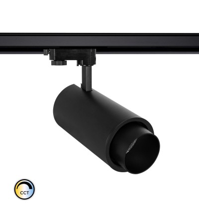 Spot LED New d'Angelo 40W Noir CCT CRI90 LIFUD Télescopique pour Rail Triphasé (3 Allumages)