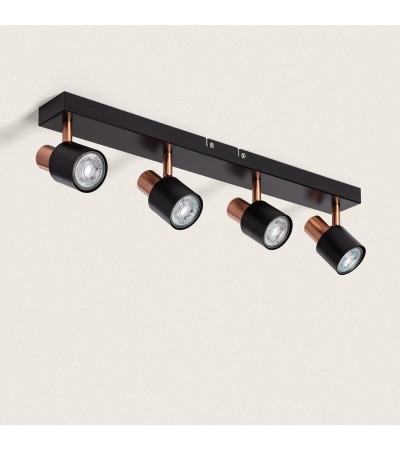 Applique Murale et de Plafond Orientable Métal 4 Spots Ciro Black Rose Large