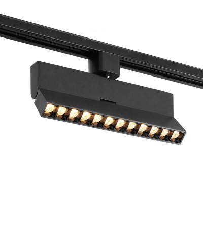 Spot Linéaire LED sur Rail Triphasé 12W CCT Sélectionnable Dimmable Elegant Optic Noir