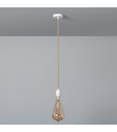 Suspension avec Câble Textile Naturel et Blanc sans Abat-jour