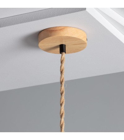 Suspension avec Câble Textile Tressé Naturel et Noir sans Abat-jour - 97026 - vue 3