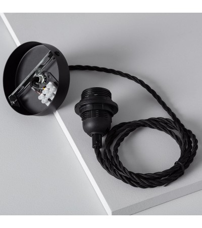 Support à Douille pour Suspension avec Câble Textile Tressé Noir - 91153 - vue 5