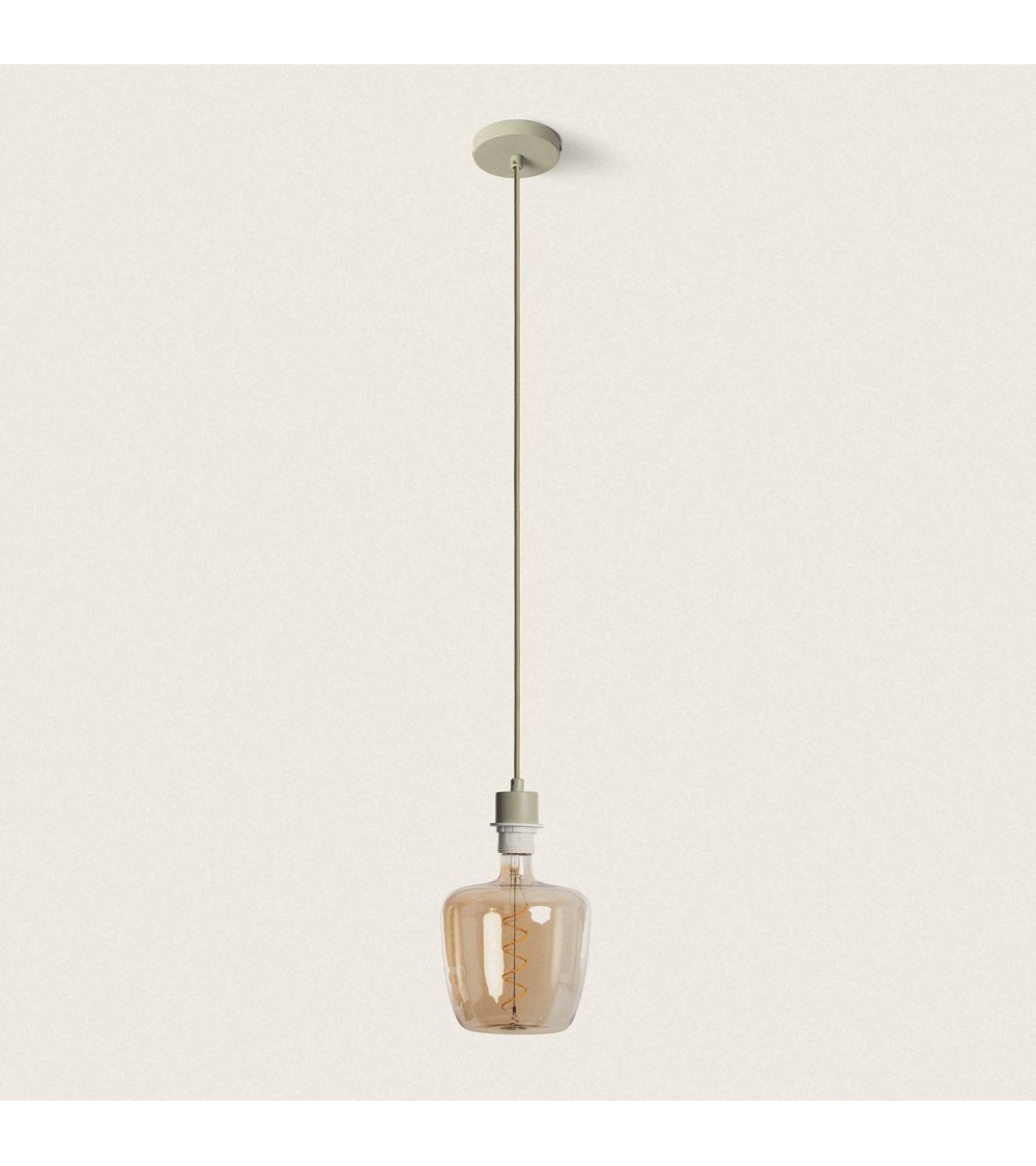 Suspension avec Câble en Textile Vert sans Abat-jour - 103814 - vue 1