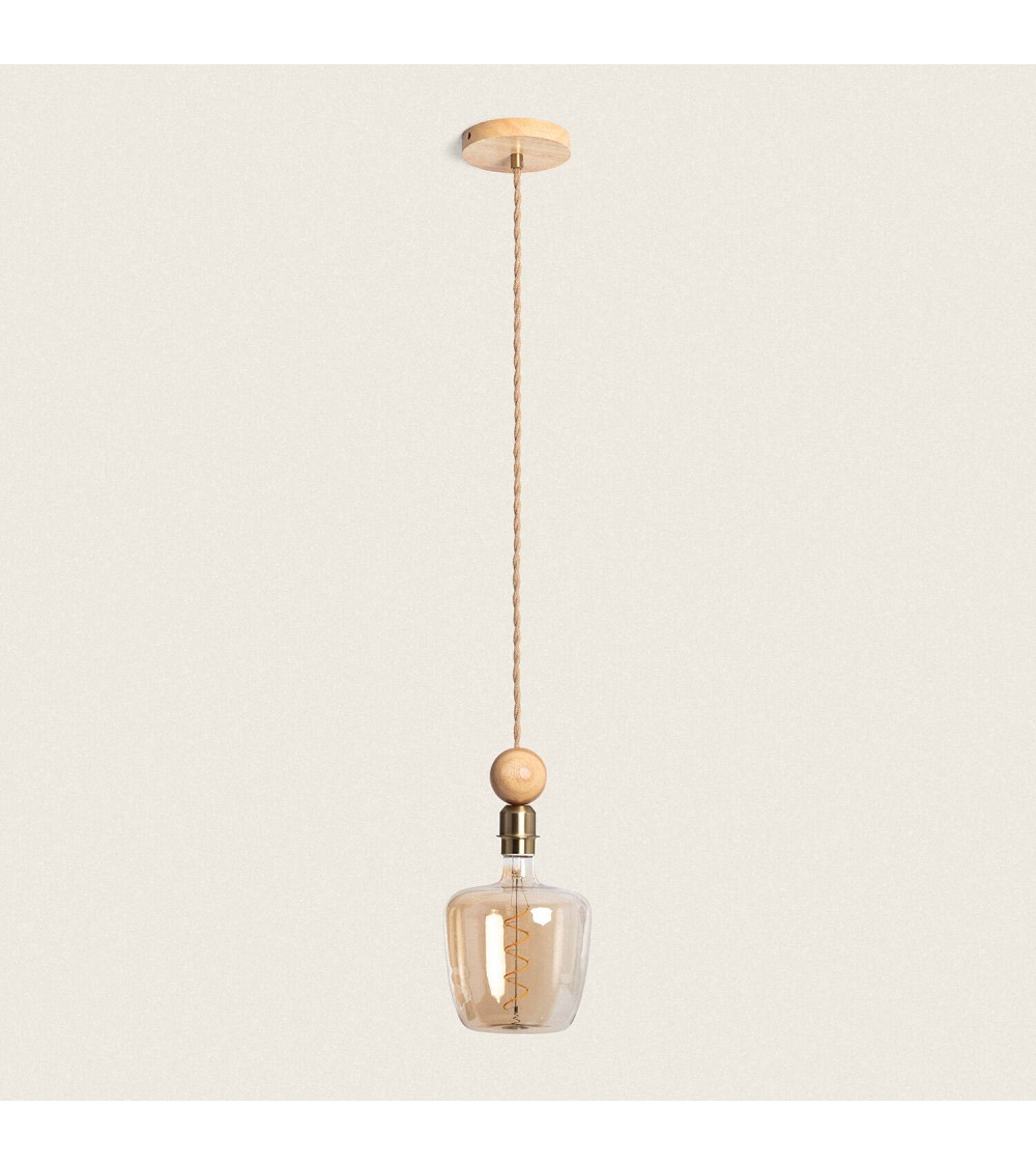 Support avec Douille pour Suspension avec Cble Tressé Naturel y Doré - 114364 - vue 1