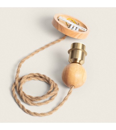 Support avec Douille pour Suspension avec Cble Tressé Naturel y Doré - 114364 - vue 2