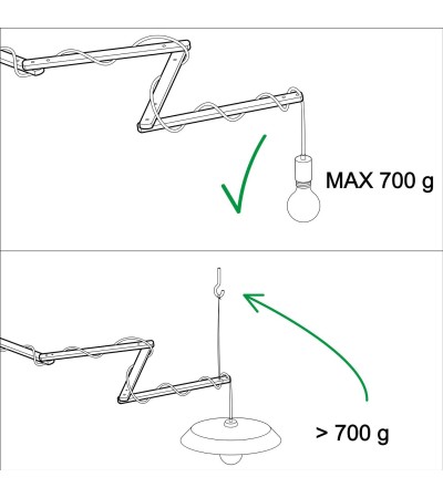 Support Mural Réglable en Bois Pinocchio XL pour Lampes Murales Creative-Cables Modèle PINOCCHIOXL01 - 83009 - vue 5