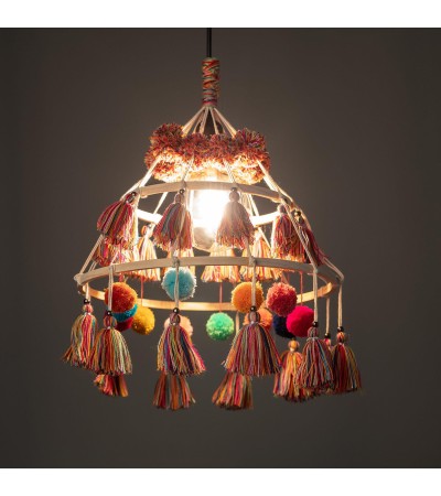 Suspension Bois et Coton Pompon Cuzco - 95312 - vue 2