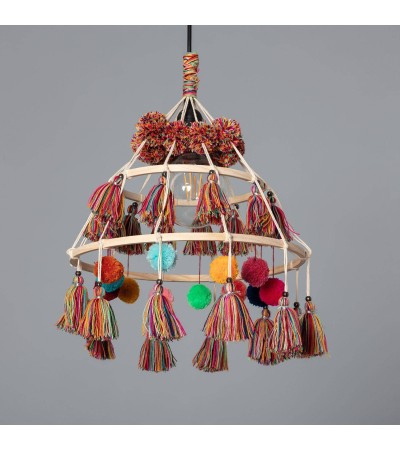 Suspension Bois et Coton Pompon Cuzco - 95312 - vue 3