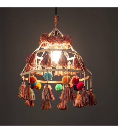 Suspension Bois et Coton Pompon Cuzco - 95312 - vue 4