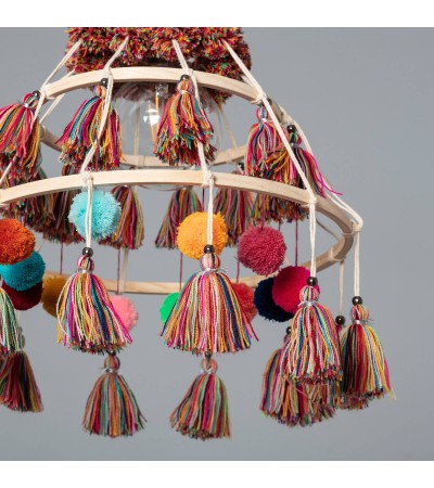 Suspension Bois et Coton Pompon Cuzco - 95312 - vue 5