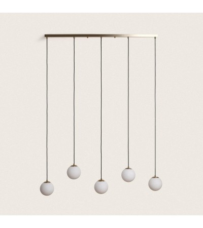 Suspension Métal et Verre Moonlight Brass 5 Spots
