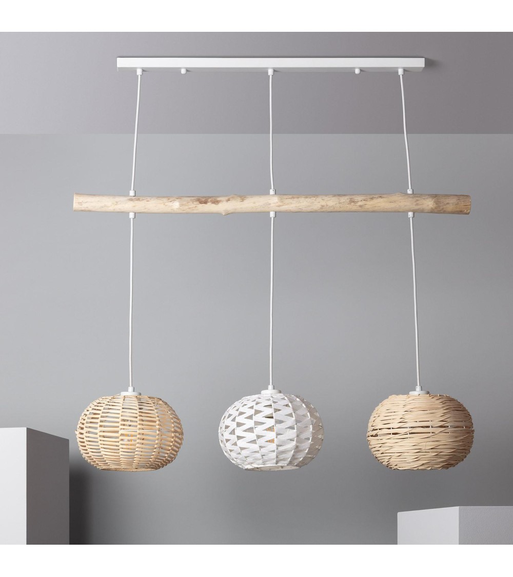Suspension Rotin et Bois Linfen - 73973 - vue 1