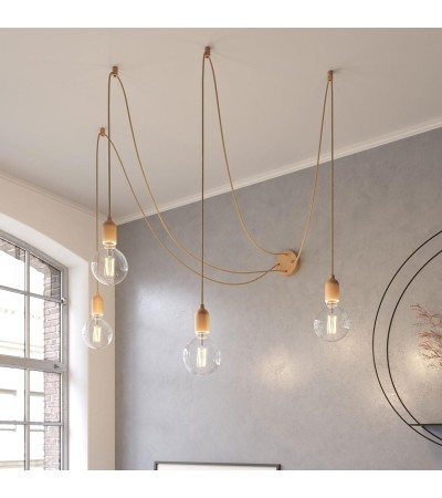 Suspension Textile et Bois Spider Creative-Cables SPL114RN06DCGL