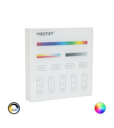 Télécommande Murale RF pour Variateur LED RGB+CCT 4 Zones MiBoxer B4 - 85794 - vue 1