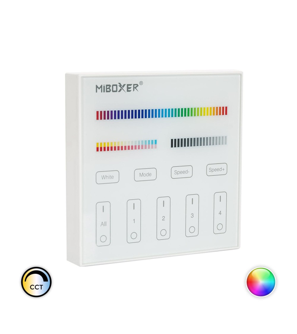 Télécommande Murale RF pour Variateur LED RGB+CCT 4 Zones MiBoxer B4 - 85794 - vue 1