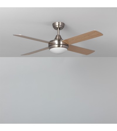 Ventilateur de plafond LED Navy Nickel Bois 132cm Moteur DC