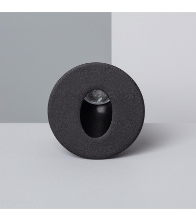 Balise LED 1W Encastrable au Mur Ronde Adam Noire - 86023 - vue 6