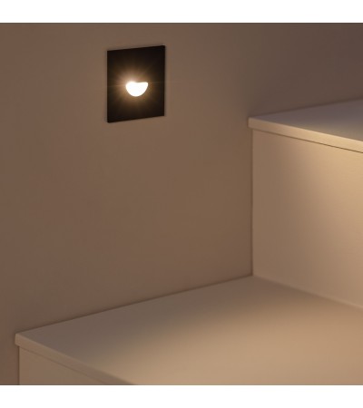 Balise Murale Extérieure LED 2W Encastrable Aluminium Carrée Noire Guell - 87232 - vue 9