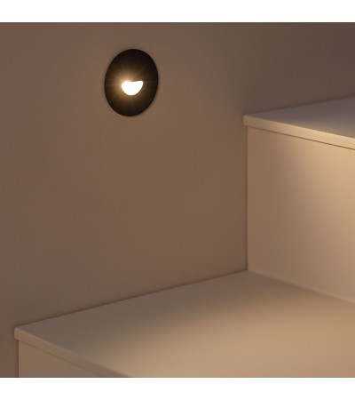 Balise Murale Extérieure LED 2W Encastrable Aluminium Ronde Noir Guell - 87218 - vue 9