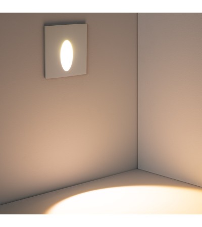 Balise LED Extérieure 3W Encastrable au Mur Carée Bombée Olite Blanche - 87761 - vue 9