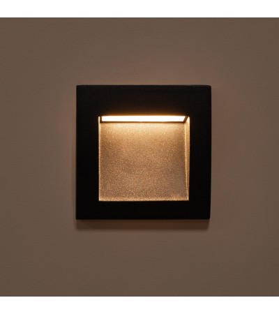 Balise Extérieure LED 4W Encastrable Aluminium Murale Carrée Noire Leif - 87971 - vue 9