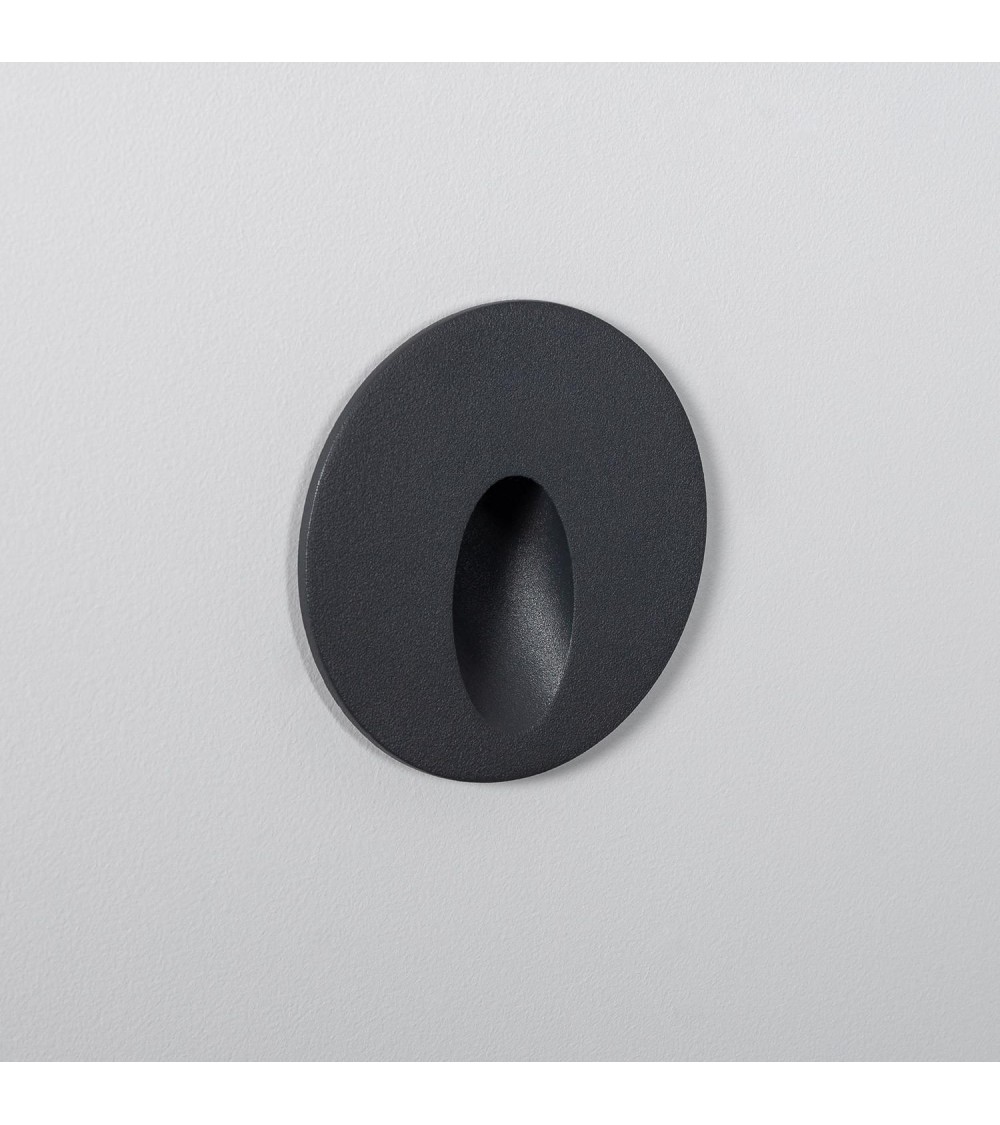 Balise Extérieure Murale LED Encastrable 3W Ronde en Aluminium Boiler Grise - 87840 - vue 1