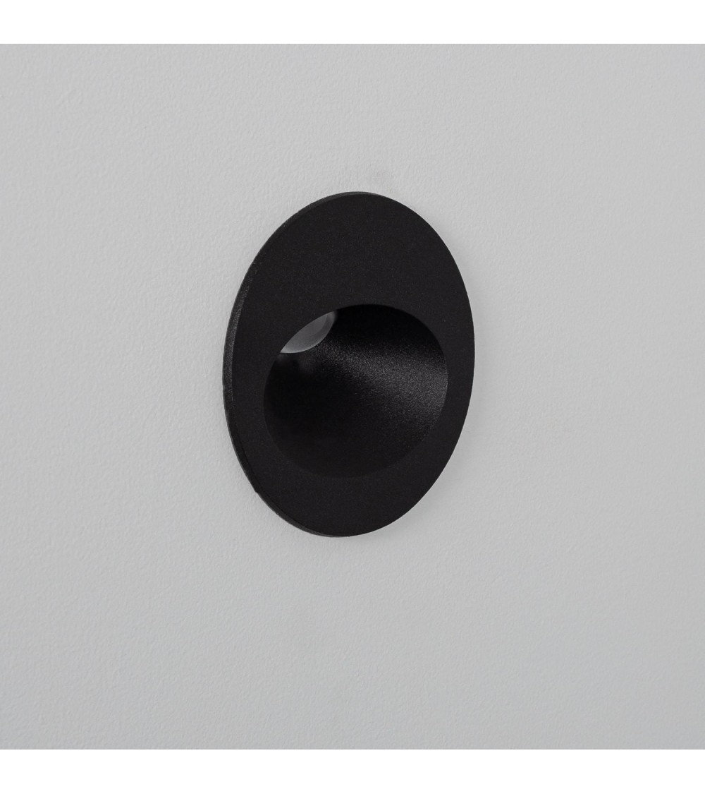 Balise Extérieure Murale LED Encastrable 3W Ronde Coney Noire - 87819 - vue 1