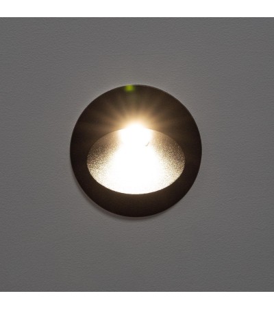 Balise Extérieure Murale LED Encastrable 3W Ronde Coney Noire - 87819 - vue 4