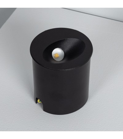 Balise Extérieure Murale LED Encastrable 3W Ronde Coney Noire - 87819 - vue 6